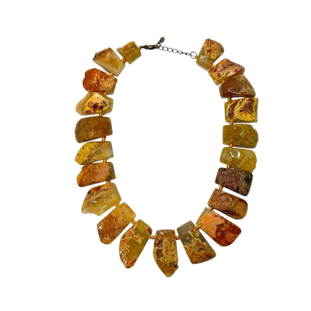 Lucas Lameth Luc 925 Chunky Statement 18” Jewlery Necklace Slab Beads Read S